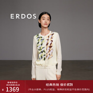 ERDOS 春夏圓領(lǐng)長袖浪漫飄逸幾何定位印花女開衫針織衫 白 2XL 175/96A