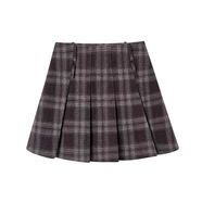 南啵丸韓系學院風長袖翻領拼接格子連身裙子秋冬感穿搭女裝套裝長裙 格子短裙(加內里) S