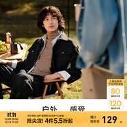 森馬（Semir）夾克男春秋季時(shí)尚撞色插肩袖飛行員外套o(hù)versize 牛仔黑(寬松介意可拍小一碼) L