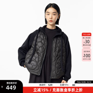幻走（MOVEUP）2024冬季新款.FUN系列連帽趣味繡花設(shè)計師短款棉外套女 夜黑 M