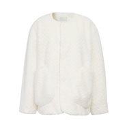 阿瑪施（AMASS）女裝衣服冬季精致百搭壓花剪花工藝環(huán)保毛毛絨外套女5400830 明亮白 XS 1 碼