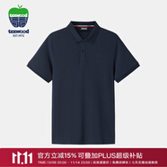 texwood蘋(píng)果純棉短袖男商務(wù)休閑襯衫T高爾夫夏裝POLO衫中青年百搭上衣T恤 藏青 輕薄 L 【匹馬棉】175/96A