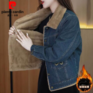 皮爾卡丹加絨加厚牛仔外套媽M媽裝2025冬季新款時(shí)尚寬松休閑百搭長(cháng)袖上衣 牛仔外套  加絨 XL 建議115-130斤