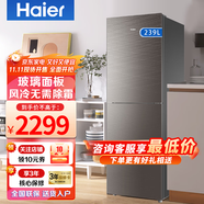 海爾兩門高旗艦款單開門239升風(fēng)冷無霜兩門凈味保靜音省電家用小冰箱 BCD-239WDCG