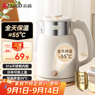 志高（CHIGO）燒水壺 電熱水壺雙層防燙電水壺 316不銹鋼內(nèi)膽家用大功率快速燒水 1.6L熱水壺自動恒溫壺 WM1601