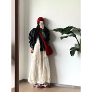 她意美開(kāi)春搭配一整套大碼胖mm皮衣外套半身裙子韓系高級獨特時(shí) 兩件套裝 均碼 M(建議80-100斤)