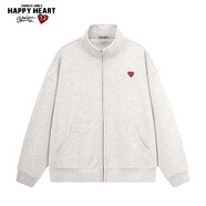 查爾斯桃心秋季運動(dòng)開(kāi)衫外套女純色寬松立領(lǐng)舒適百搭休閑衛衣 淺花灰   L   