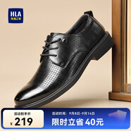海瀾之家HLA皮鞋男士商務(wù)休閑系帶正裝德比鞋子男H160/H202 黑色涼鞋款39
