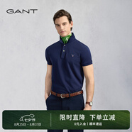 GANT【100%棉】GANT/甘特夏男士寬松時(shí)尚休閑舒適通勤翻領(lǐng)短袖POLO衫 433夜藍色 M