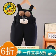 G.duck兒童羽絨褲男童褲子冬季白鴨絨連體背帶褲嬰幼兒保暖外穿長(cháng)褲女孩 黑色 100 建議90-100cm3-4歲cm
