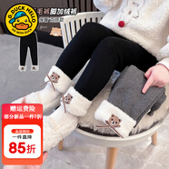 G.duck小黃鴨女童打底褲秋冬加絨兒童褲子小童加厚休閑褲寶寶保暖褲棉褲 黑色 100 尺碼2~3歲【 90-100cm】