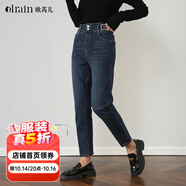 Olrain歐芮兒2025新款女裝秋冬季法式復古彈力修身鉛筆牛仔褲九分褲 藍灰色 XS
