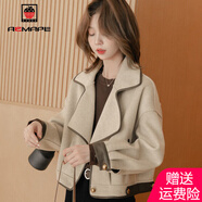AEMAPE雙面呢小眾毛呢外套大衣女2025春秋冬季新款短外套女裝小個(gè)子上衣 卡其色 S _建議_85-100斤