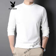 花花公子（PLAYBOY）半高領(lǐng)打底T恤2025秋冬季新款半高領(lǐng)打底衫男寬松潮內搭黑色中高 半高領(lǐng)-白色 M