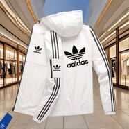 ADIDAS TECHFIT阿迪達(dá)斯三葉草連帽夾克新款春季外套男青年防風(fēng)寬松運(yùn)動(dòng)三條杠風(fēng) 阿迪達(dá)斯5236-連帽-白色（春季薄款） 110 阿迪達(dá)斯M 推薦【90-110斤】