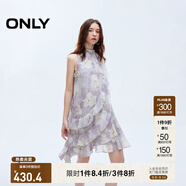 ONLY2025夏季新款淑女掛脖圓領(lǐng)荷葉邊短裙碎花連衣裙女|125207045 H3H瑞秋印花藍(lán) XL