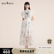 謎底仙女裙2022夏季飛飛袖質(zhì)感收腰顯瘦蕾絲連衣裙222GL0504 卡其花 L
