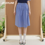 Jessy line中長(cháng)款半身裙 藍色 L