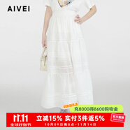 AIVEI欣賀艾薇2025夏超仙氛圍感氣質(zhì)透視雪紡小白裙長裙S723602A 白色 M