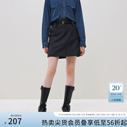 范思藍(lán)恩23FS14334a字半身裙女新款秋冬高腰pu皮裙絕美短裙 黑色 L