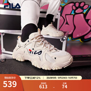 FILA 斐樂貓爪鞋4代女鞋老爹鞋情侶運動鞋復(fù)古時尚休閑鞋網(wǎng)面透氣 【女款】古白色/白天鵝-AW 36.5