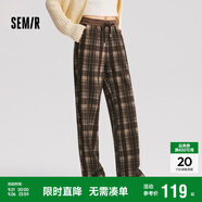 森馬（Semir）休閑褲女格紋闊腿褲復古風(fēng)潮流2024冬季時(shí)尚仿呢長(cháng)褲109724127008