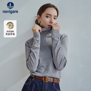 Navigare意大利小帆船女士高領(lǐng)修身打底衫高彈內搭純色長(cháng)袖T恤2335084501