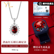 COISEE.YL鴿血紅石榴石項鏈女純銀輕奢高級紅寶石吊墜鎖骨鏈2025年新款 鴿血紅石榴石項鏈