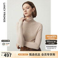 朗姿【王楚然同款】純羊毛高領(lǐng)針織衫秋冬內(nèi)搭打底上衣曠野美拉德 珊瑚粉色 M