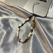 梵膜倫米妮頭熊頭紅珠黑蝴蝶結手煉適合所有手機殼配件小清新DIY流行女孩心袋鑰匙扣日本和韓國手腕繩短 覆古小狗五角星棕白珠手煉