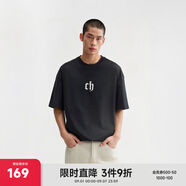 CHINISM  CH赤塵美式?jīng)龈兴俑啥绦鋞恤男士夏季潮流寬松休閑五分袖上衣 黑色 M