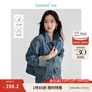 茵曼（INMAN）章若楠同款復古休閑女裝短款牛仔外套2025年秋季新款長(cháng)袖上衣 牛仔藍-翻袖款-18438199 M