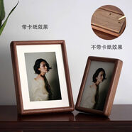 實木黑胡桃相框擺臺六8寸6洗照片做成畫框感7定制diy相片掛墻 黑胡桃榫卯框+黃銅支架背板 6寸10點*15點m照片無卡紙6寸框