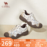 駱駝（CAMEL）經(jīng)典丑萌鞋女時(shí)尚撞色戶(hù)外休閑鞋 L24S469647A 米/銀/咖 37