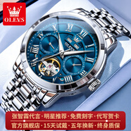 歐利時(shí)（OLEVS）瑞士認證品牌手表男全自動(dòng)機械表鏤空多功能夜光防水男士手表潮流 歐利時(shí)-6668-鋼帶本藍