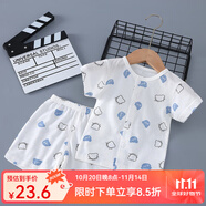 婧麒（JOYNCLEON）寶寶夏季套裝新生嬰兒衣服夏裝純棉薄款短袖兒童分體服兩件套 小米奇色 100 cm