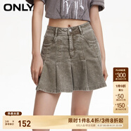 ONLY夏季時(shí)尚高腰百褶短裙水洗牛仔半身裙女|124237001 E00 珍珠煙灰色 165/68A/M