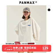 潘·麥克斯（PANMAX）PANMAX大碼男裝美式休閑純色簡(jiǎn)約打底衫高街長(cháng)袖t恤加大上衣情侶 白色 2XL