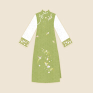 聽月小筑【雪間春茗】原創(chuàng)國風服飾秋冬改良旗袍新中式復古披肩中國風外套 改良旗袍 常規(guī) 現(xiàn)貨 M