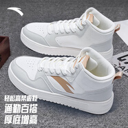 安踏（ANTA）輕松板鞋男鞋厚底小白鞋加絨保暖高幫休閑鞋輕便運(yùn)動(dòng)鞋棉鞋 【輕松板鞋】象牙白/霧灰-2 44