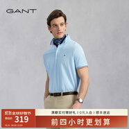 GANT/甘特【100%棉】夏季男士撞色設(shè)計翻領(lǐng)商務(wù)休閑短袖T恤POLO衫 406天藍 M