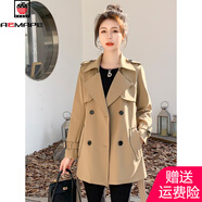 AEMAPE系帶設計感收腰顯瘦短款風(fēng)衣女2025秋冬新款百搭簡(jiǎn)約休閑時(shí)尚風(fēng)衣 短款卡其色 M 建議100-110斤