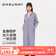 OhSunny短款防曬衣女時尚披肩護(hù)臉款防紫外線防曬服薄外套 隕石灰 -超長款XL 均碼