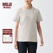 無(wú)印良品（MUJI） 女式 雙羅紋編織 T恤 休閑百搭 短袖女夏季薄荷曼波風(fēng) 淺灰色 2S M