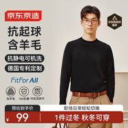京東京造【可機洗】保暖毛衣男圓領(lǐng)針織衫柔軟羊毛衫 黑色 2XL