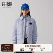 Teenie Weenie小熊女裝冬裝簡(jiǎn)約休閑風(fēng)時(shí)髦翻領(lǐng)輕薄棉服外套短上衣 藍色 S (160)