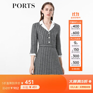 PORTS寶姿女裝 秋冬新品收腰氣質(zhì)連衣裙ALL9D016JFE033 黑色格子 S (4)