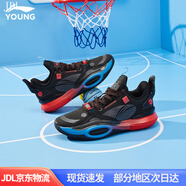 李寧童鞋籃球鞋男女大童全城10?科技減震透氣舒適低幫運動籃球鞋 黑色 34