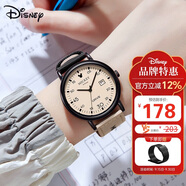 迪士尼（Disney）學(xué)生手表個(gè)性復古撞色帆布帶石英表青少年初中高中生防水手表開(kāi)學(xué)