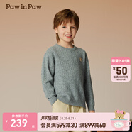 PawinPaw卡通小熊童裝秋冬新款男女童圓領(lǐng)毛衣學(xué)院風(fēng)舒適拜年過(guò)年 Grey灰色/15 110 cm
